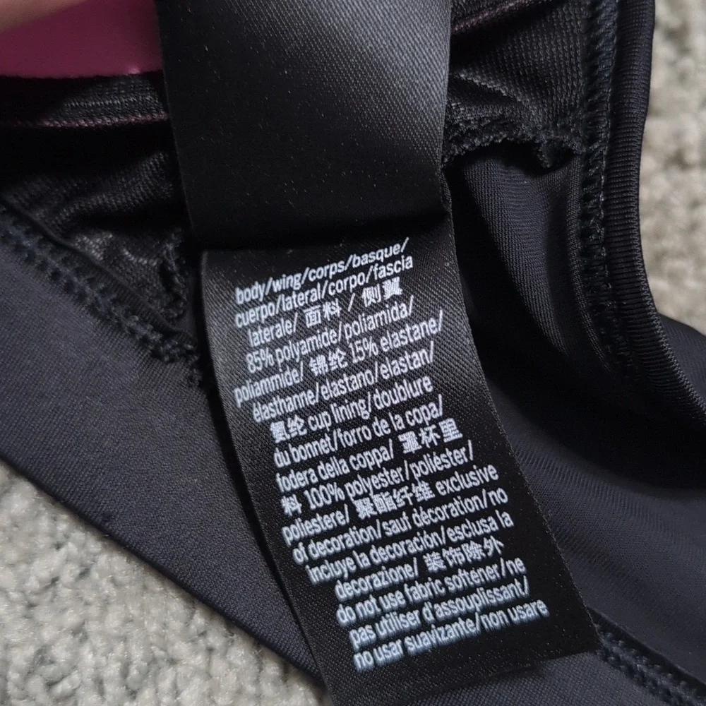 Victoria's Secret PINK Sports Bra Ladder Back Front Zip Black Size Medium - Picture 9 of 10